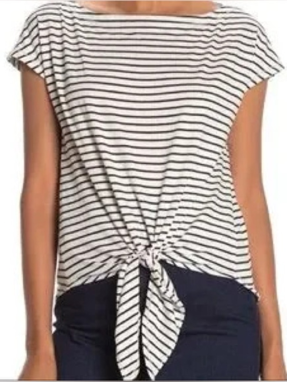 NWOT Max Studio Cap Sleeve Stripe Top